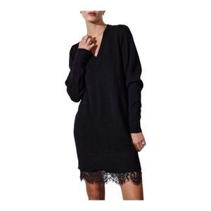 Brochu Walker The Elisa Lace Looker ‎ Dress Sweater In Black Onyx